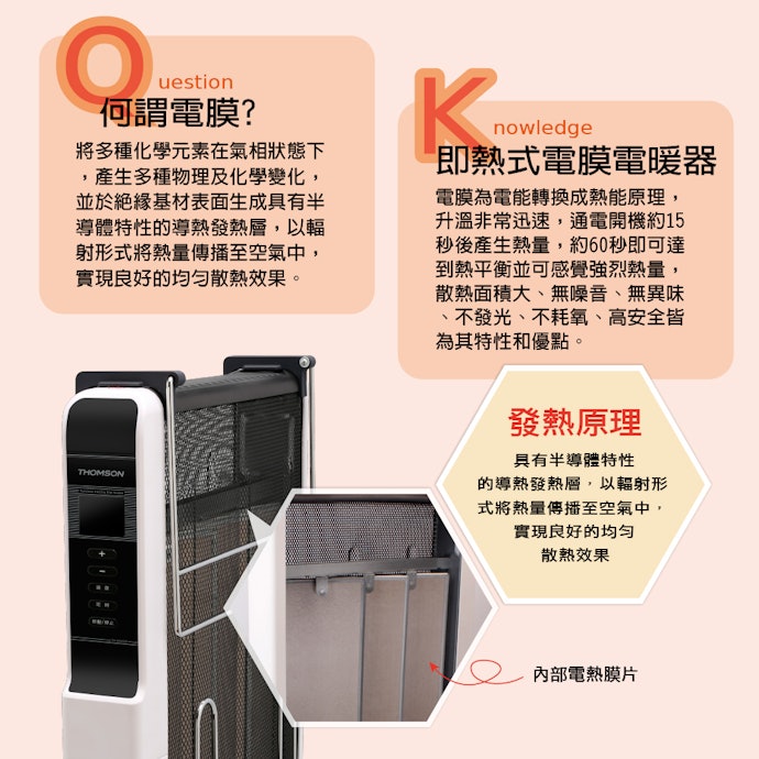 電膜式電暖器：改善預熱慢的缺點，暖房效果佳