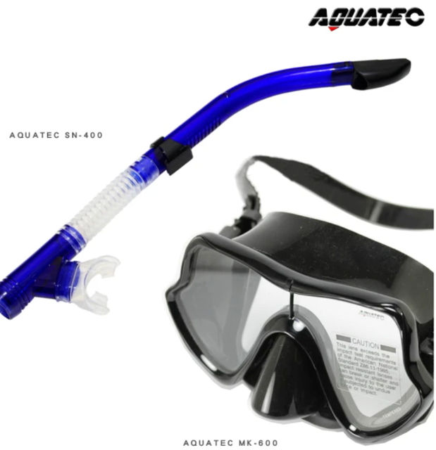 AQUATEC 潛水呼吸管 流線型大視角潛水面鏡 1