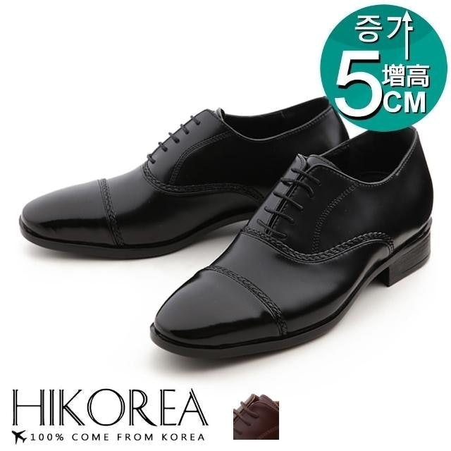 HIKOREA   紳士款拼接造型綁帶尖頭皮鞋 1