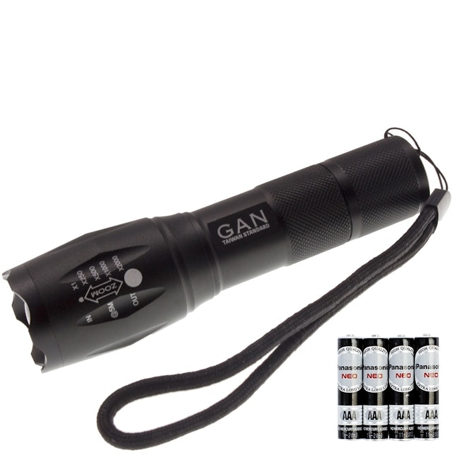 GAN CREE XM-L2 LED伸縮調光強光手電筒 1