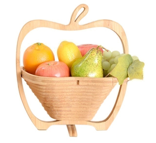 OMORY 蘋果造型竹製可折疊小物水果籃 1