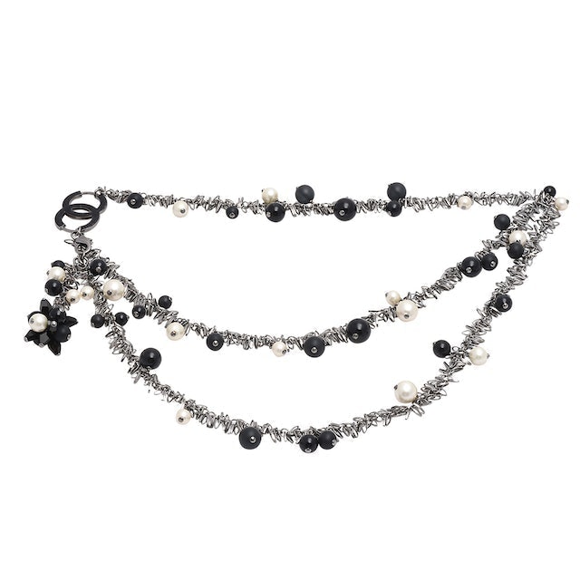 Chanel LOGO三色珍珠造型雙層長項鍊 1