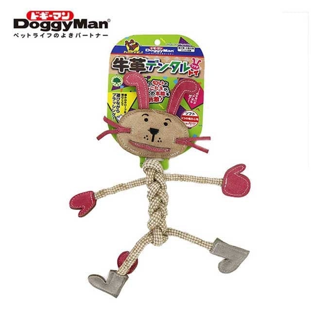 DoggyMan  犬用牛革潔牙繩結玩具 兔子 1