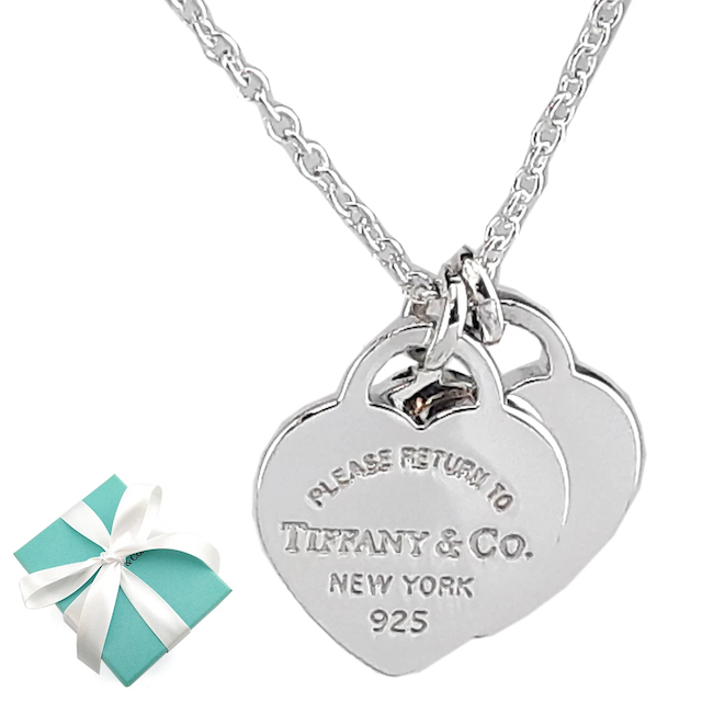 Tiffany&Co. 心心相映迷你吊牌墜飾 925純銀項鍊 1