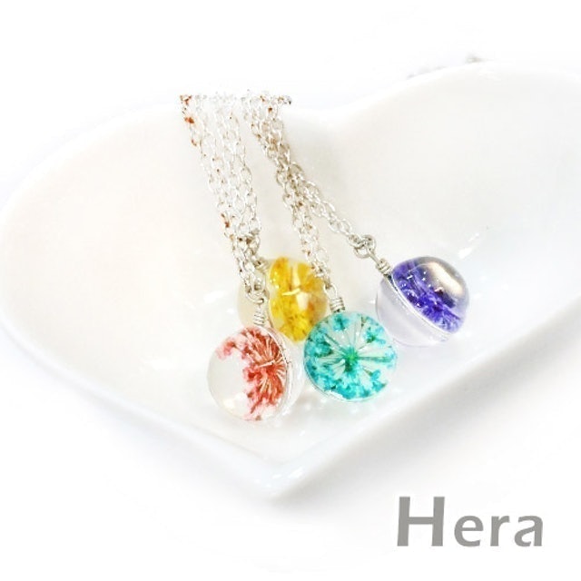 Hera赫拉  立體圓球乾燥花項鍊/鎖骨鍊 1