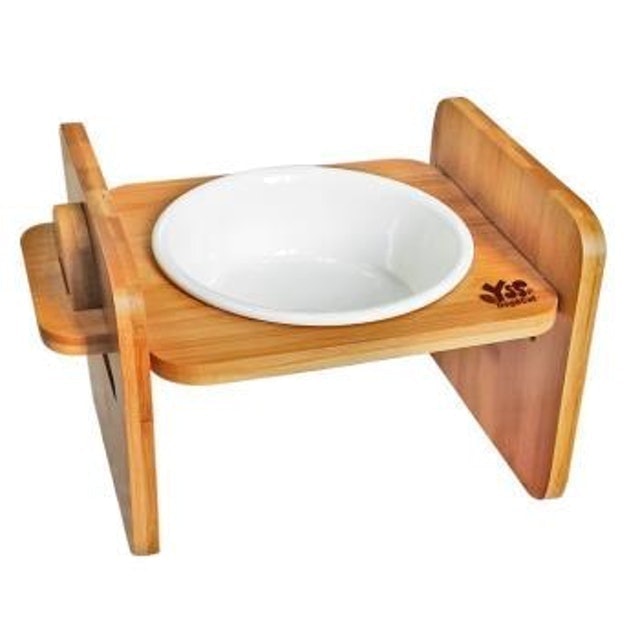 JohoE嚴選 職人木匠可調式平面寵物餐桌附瓷碗（單碗） 1