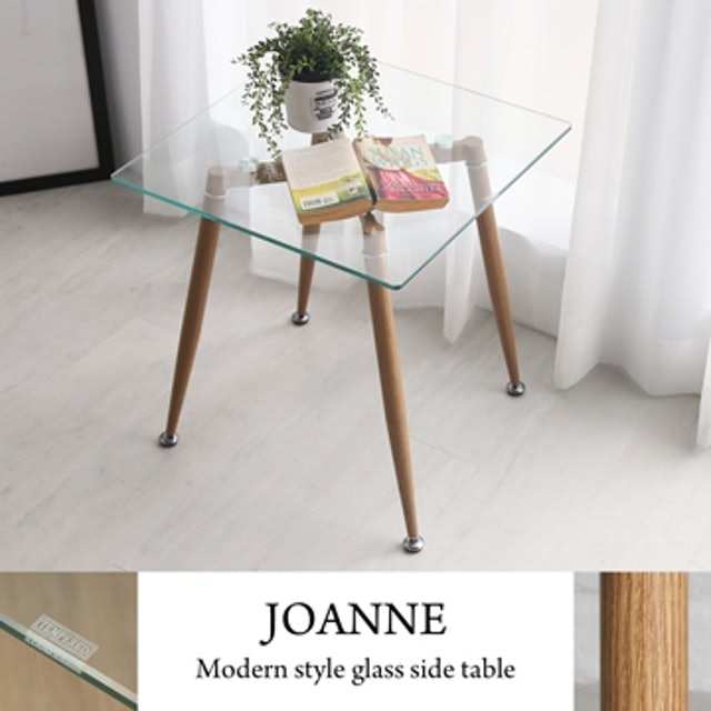 H&D 喬安現代風簡約玻璃邊桌 1